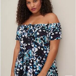 NWT Torrid Babydoll Super Soft Tie-Front Off-Shoulder Top